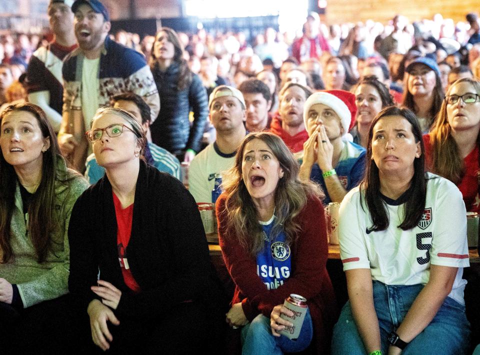 United States fans watch the match between the United States and Netherlands, at Hook Hall in Washington, DC, on December 3, 2022.