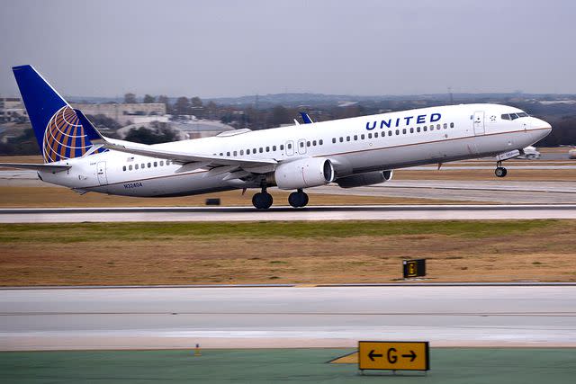 <p>Robert Alexander/Getty Images</p> A stock photo of a United Airlines plane