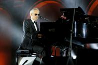 <p>Andrea Bocelli performs on the piano during the LuisaViaRoma for Unicef event at La Certosa di San Giacomo on Saturday in Capri, Italy. </p>