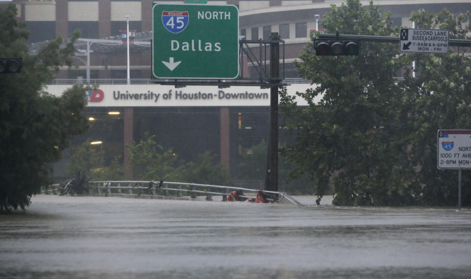 Floodwaters from Tropical Storm Harvey has forced the University of Houston football team north to Austin. (AP)