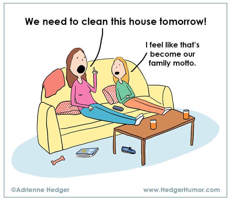 Keeping the house clean isn't easy when everyone is home all the time.  (Photo: <a href="https://www.instagram.com/p/CDPLWE9JOJE/" target="_blank">Adrienne Hedger</a>)