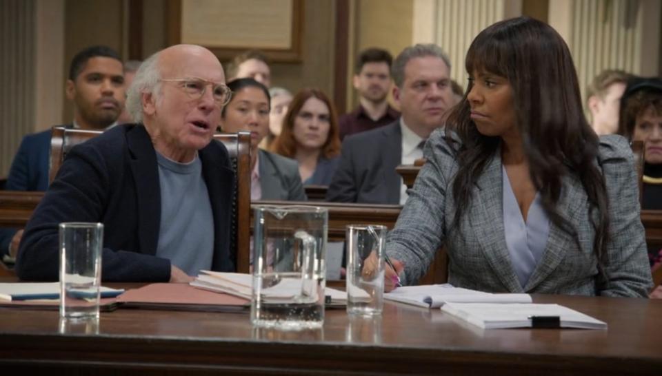 Larry David during his trial in the finale episode of “Curb Your Enthusiasm.” HBO