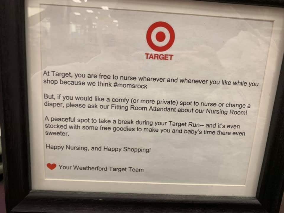 Target is being praised by moms after one customer shared a photo of this breastfeeding memo. (Photo: Facebook/Breastfeeding Mama Talk)