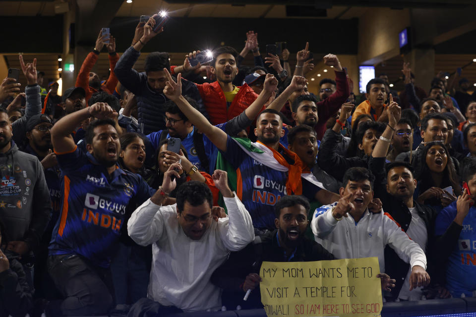 Fans, pictured here celebrating India's victory over Pakistan at the MCG.