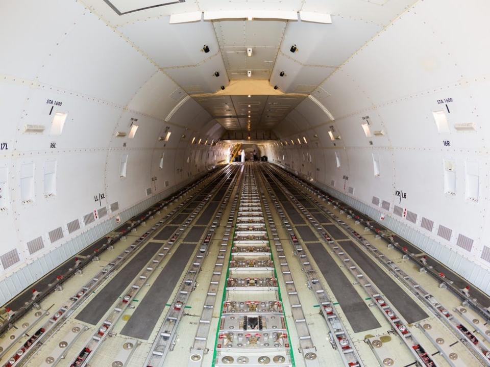 Boeing 747 cargo hold.