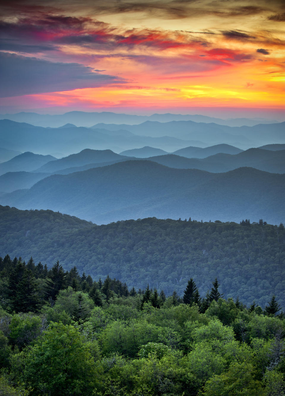 Asheville, North Carolina at sunrise