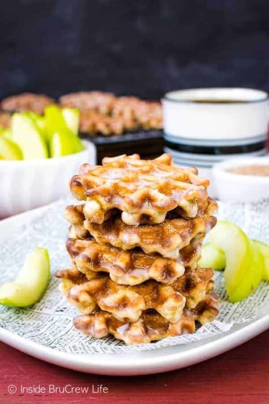 <p>Inside Bru Crew Life</p><p>Ever lay in bed, wishing you had an apple fritter? These Mini Apple Fritter Donut Waffles, filled with tiny bits of apple and finished with a sweet glaze will be delicious with a cup of coffee to start your day. </p><p><strong>Get The Recipe: <a href="https://insidebrucrewlife.com/mini-apple-fritter-waffle-donuts/" rel="nofollow noopener" target="_blank" data-ylk="slk:Mini Apple Fritter Donut Waffles;elm:context_link;itc:0;sec:content-canvas" class="link ">Mini Apple Fritter Donut Waffles</a></strong></p>