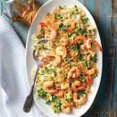 <p><b>Recipe: <a href="http://www.southernliving.com/syndication/shrimp-peas-farfalle" rel="nofollow noopener" target="_blank" data-ylk="slk:Shrimp and Peas with Farfalle;elm:context_link;itc:0;sec:content-canvas" class="link ">Shrimp and Peas with Farfalle</a></b></p> <p>You'll swoon over the lemony breadcrumbs that top this dish. If you're looking to save even more time, skip the fresh English peas and opt for frozen peas that have been thawed instead.</p>