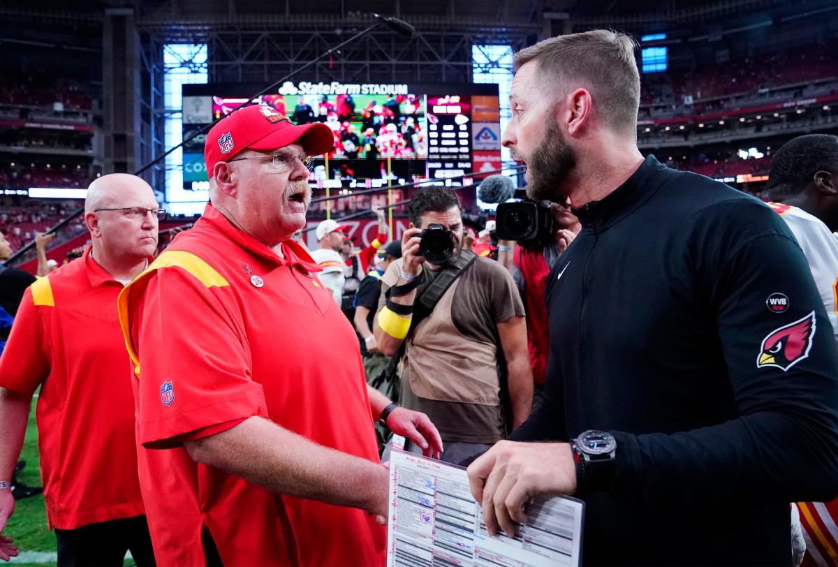 Andy Reid on State Farm Stadium field ahead of preseason game