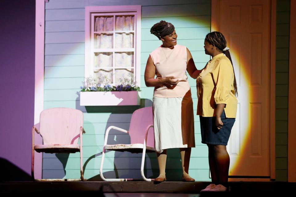 Actors take the stage during a dress rehearsal for Linnentown - The Musical at the Classic Center on Monday, April 8, 2024. The Musical opens this Friday April 12 and will showcase the history and lives of the people of Linnentown.