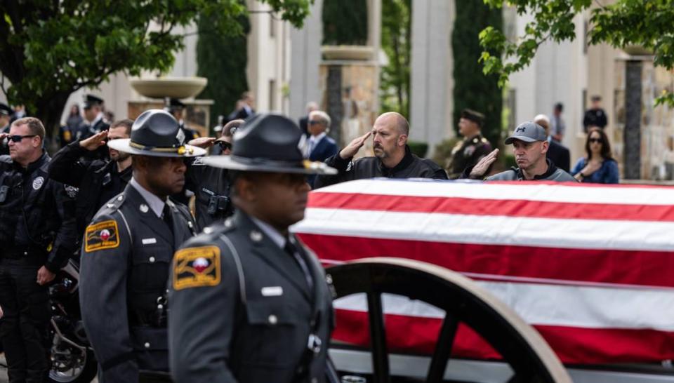 The funeral procession for CMPD Officer Joshua Eyer in Charlotte, N.C., on Friday, May 3, 2024.