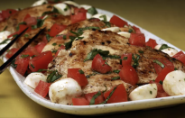 <p>Use the fresh flavors of a caprese salad in this chicken dish ready in just 30 minutes. </p> <p><a href="https://www.thedailymeal.com/best-recipes/griddle-seared-chicken-with-caprese-style-tomatoes?referrer=yahoo&category=beauty_food&include_utm=1&utm_medium=referral&utm_source=yahoo&utm_campaign=feed" rel="nofollow noopener" target="_blank" data-ylk="slk:For the Griddle-Seared Chicken with Caprese-Style Tomatoes, click here.;elm:context_link;itc:0;sec:content-canvas" class="link ">For the Griddle-Seared Chicken with Caprese-Style Tomatoes, click here.</a> </p>