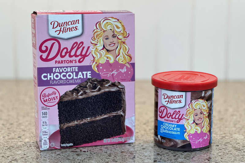 Dolly Parton's Duncan Hines favorite chocolate cake box mix and frosting