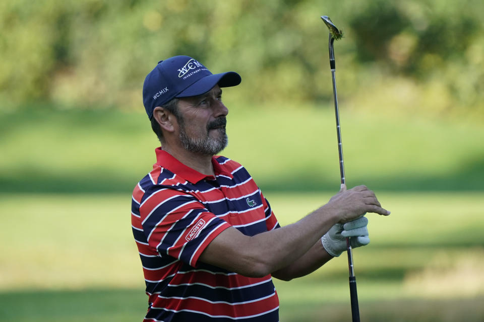 Jean Van de Velde of France in action during Day One of the WCM Legends Open de France hosted by Jean Van de Velde at Golf de Saint-Cloud on September 15, 2022, in Paris, France. (Photo by Phil Inglis/Getty Images)