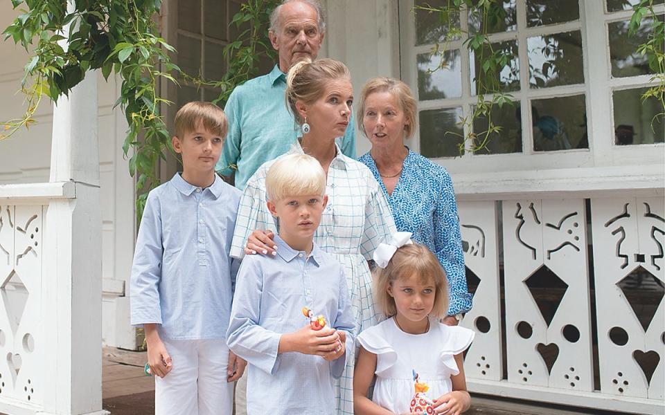 Tolstoy with her parents and children in 2018 - Getty Images