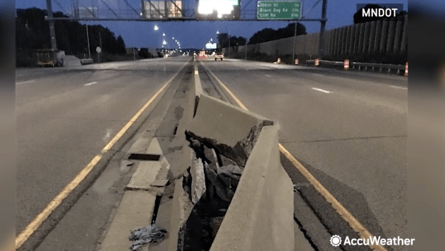 A pavement buckle on a Minnesota highway