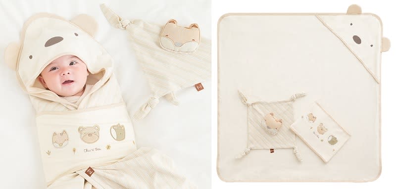 ▲採用天然無汙染的有機棉包巾，給新生寶寶最溫柔的睡眠呵護。（圖片來源：Yahoo購物中心）