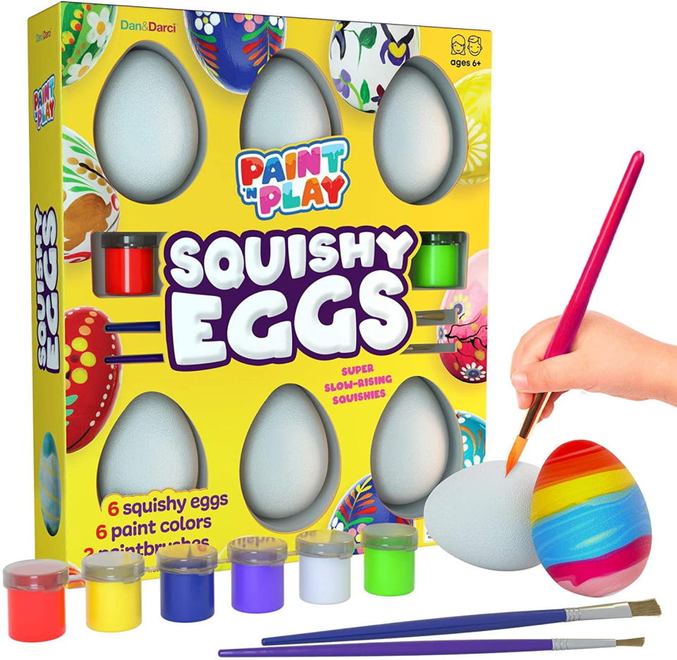 <p><a href="https://go.redirectingat.com?id=74968X1596630&url=https%3A%2F%2Fwww.walmart.com%2Fip%2FDan-Darci-Easter-Egg-Squishy-Painting-Kit-Arts-Crafts-Girls-Boys-Kids-Art-Activities-Craft-Gift-Ages-4-10-year-old-Decorate-6-Slow-Rising-White-Squis%2F277724668&sref=https%3A%2F%2Fwww.thepioneerwoman.com%2Fholidays-celebrations%2Fg38889189%2Fbest-easter-basket-stuffers%2F" rel="nofollow noopener" target="_blank" data-ylk="slk:Shop Now;elm:context_link;itc:0;sec:content-canvas" class="link ">Shop Now</a></p><p>Easter Egg Squishy Painting Kit</p><p>walmart.com</p><p>$14.99</p><span class="copyright">Walmart</span>