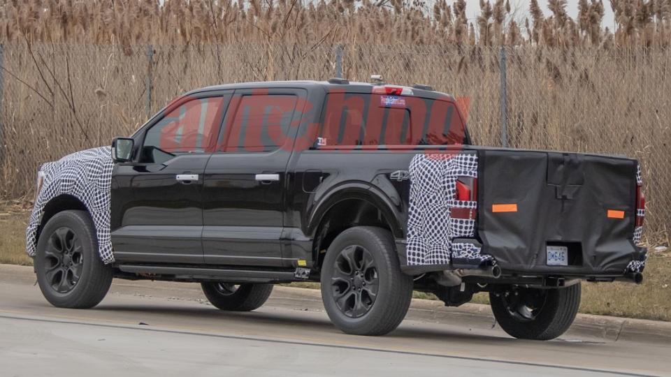 2024 Ford F150 spied with new taillights, covered tailgate