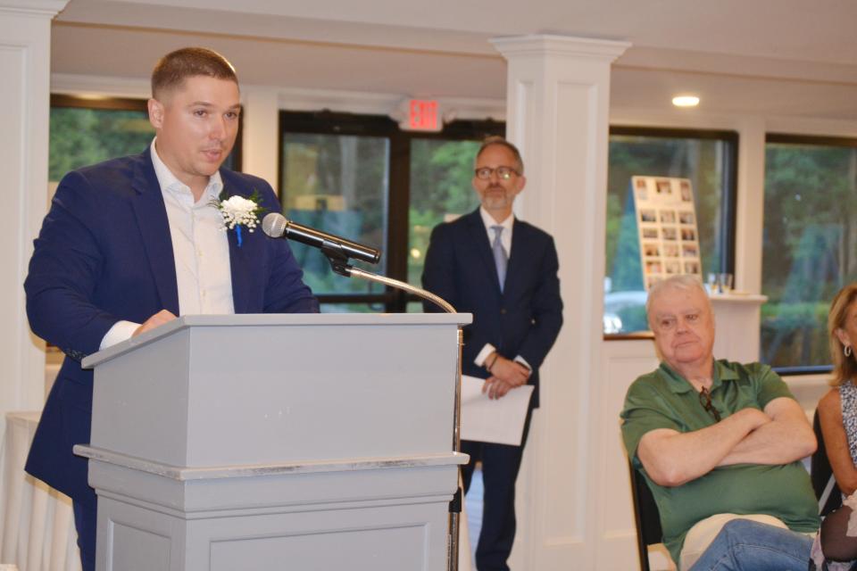 Keane Costa speaks during the Fairhaven High Hall of Fame Induction.