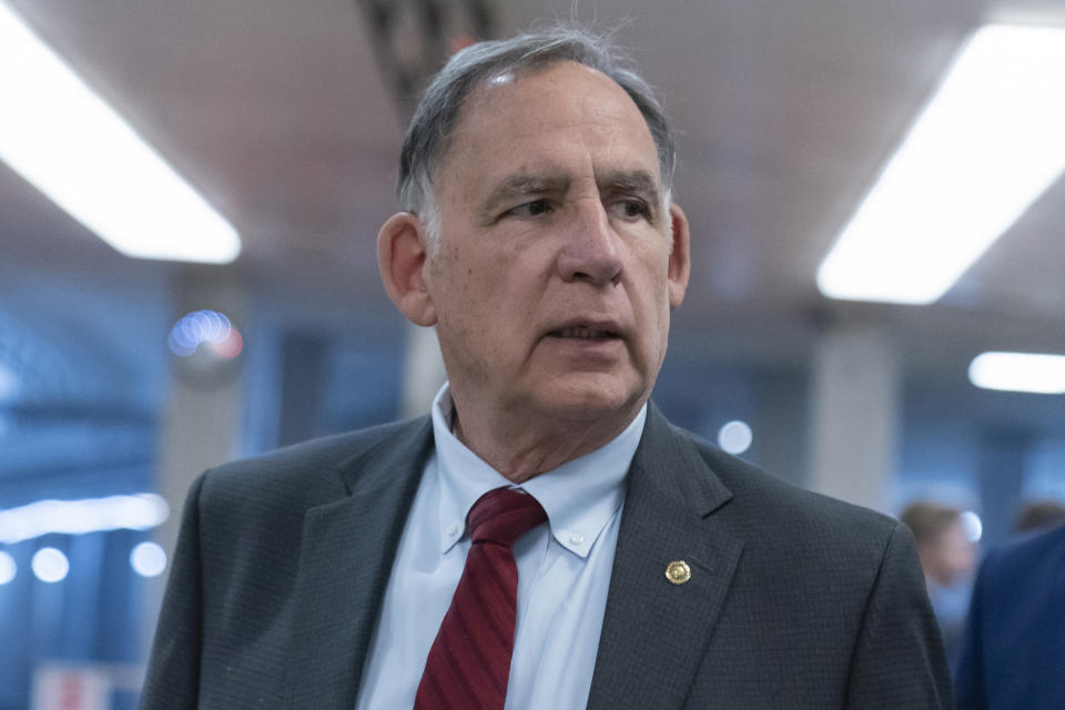 FILE - Sen. John Boozman, R-Ark., speaks on Capitol Hill in Washington, March 16, 2022. Boozman is running for reelection. (AP Photo/Alex Brandon File)