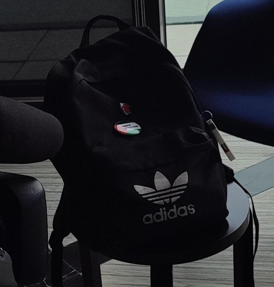 A teenager in London says he was grilled by his teachers over a ‘Free Palestine’ badge on his school bag (Supplied)