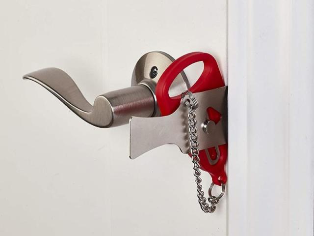 Cerradura de puerta de seguridad portátil con hebilla de Metal, herramienta  de seguridad para el hogar