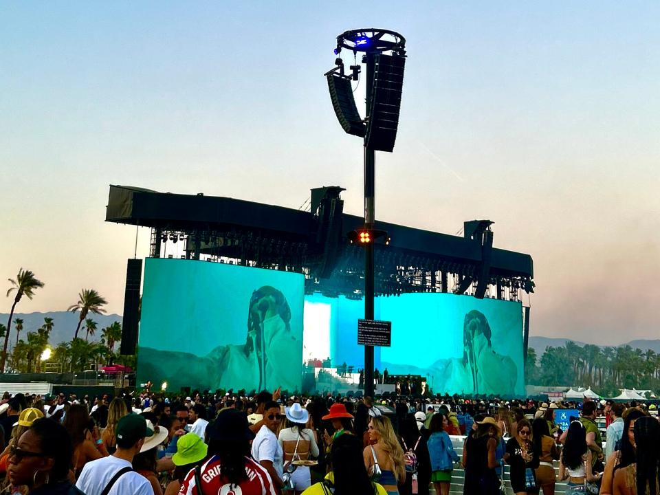 view of a coachella performance and the sky