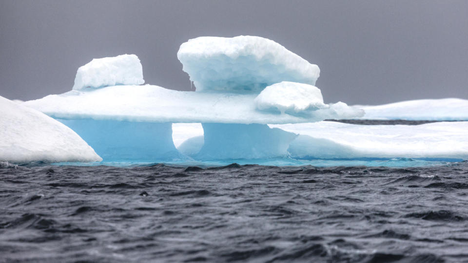 An ice floe in the Northwest Passage near Somerset Island. According to NASA, in summer 2020 Arctic sea ice cover shrank to the second-lowest level since modern record-keeping began. / Credit: GeoStock/Getty Images