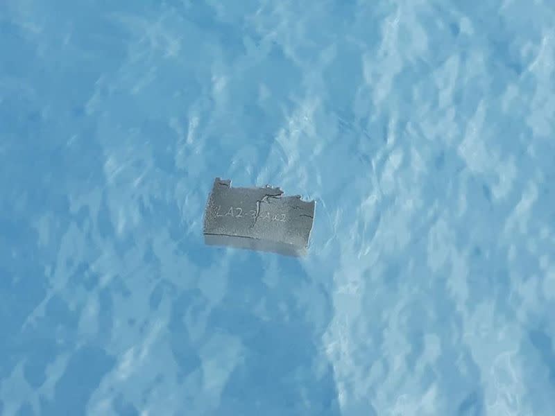 Debris believed by the Chilean Air Force to be from a Hercules C-130 military cargo plane that crashed this week and went missing, is seen in the Drake Passage or Sea of Hoces