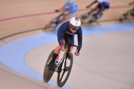 <p>Laura Trott of Great Britain competes during the Women’s Omnium Points Race at the Rio Olympic Velodrome on August 16, 2016 in Rio de Janeiro, Brazil. Trott won the gold medal. (Photo by Tim de Waele/Corbis via Getty Images) </p>