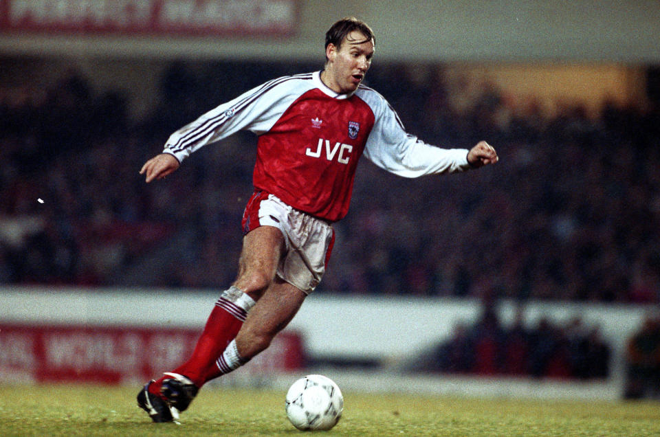 29 December 1990 - English Football Division One - Arsenal v Sheffield United - Paul Merson of Arsenal. -    (Photo by Mark Leech/Offside via Getty Images)