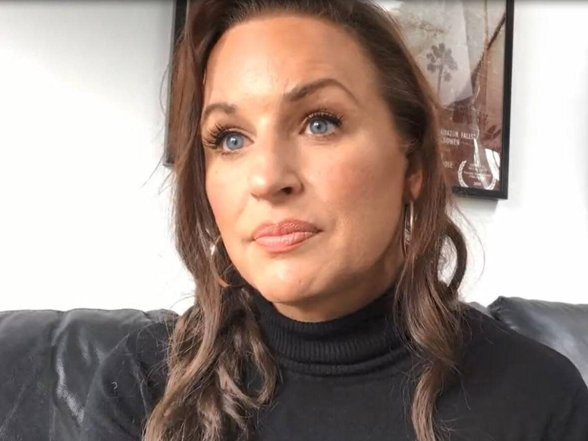 Vancouver actress April Telek is being sued by convicted sex offender and disgraced fashion mogul Peter Nygard for defamation, after she reacted in a CBC story to news he had been charged with sexually assaulting her in the 1990s. (Google Meet - image credit)