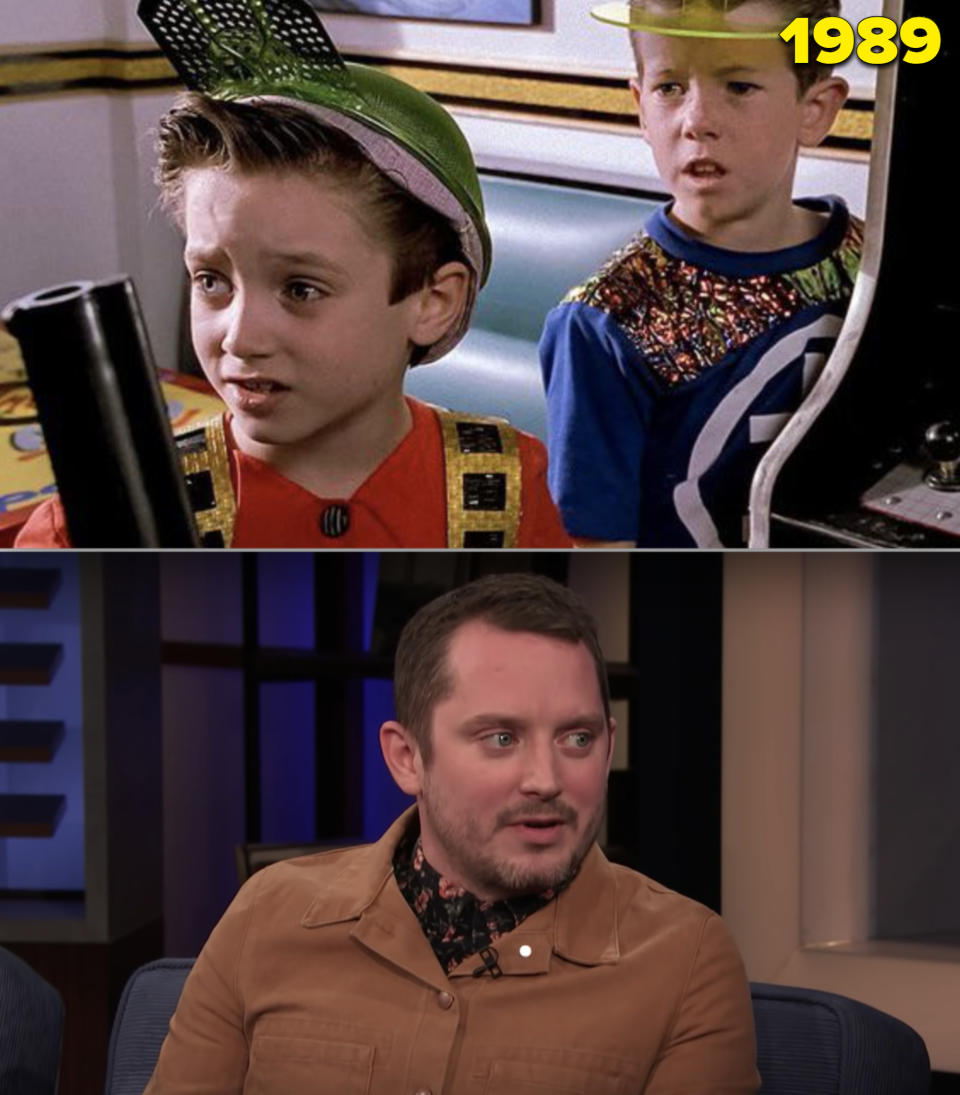 Elijah Wood as a kid in "Back to the Future Part II" vs. him being interviewed by Conan O'Brien in 2020