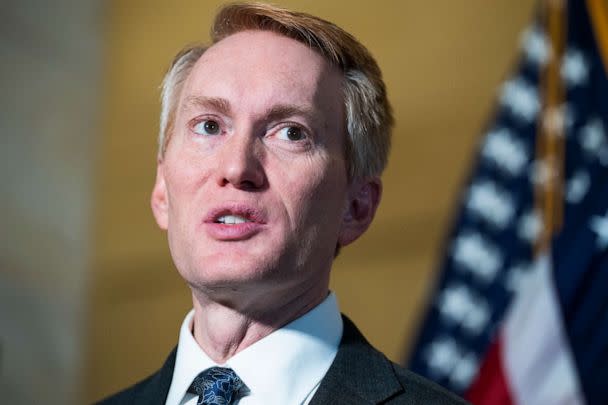 PHOTO: Sen. James Lankford, conducts a news conference on crime, Feb. 9, 2022, in Washington. (Tom Williams/CQ-Roll Call via Getty Images)