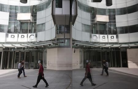 The main entrance to the BBC headquarters and studios in Portland Place, London, Britain, July 16, 2015. REUTERS/Peter Nicholls/File Photo