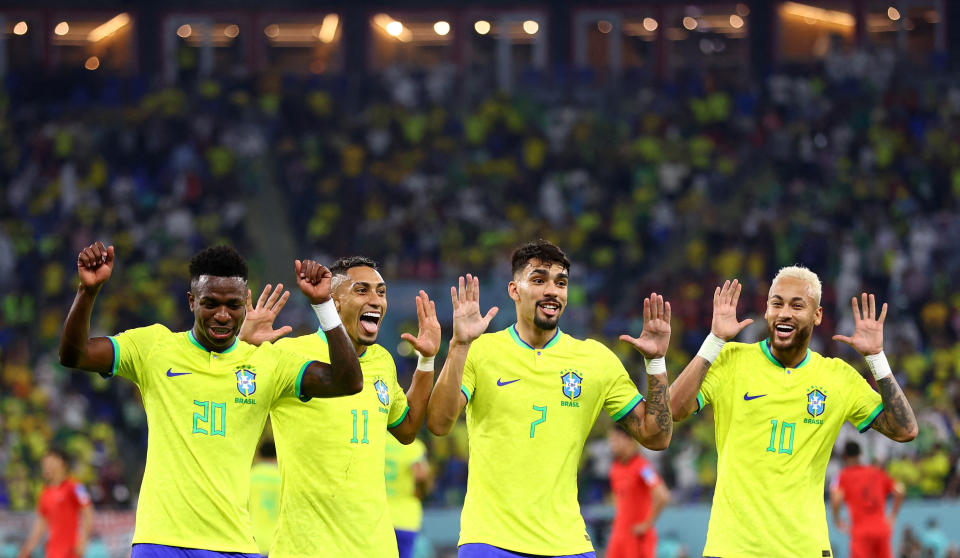 A little dance routine after the Brazilian soccer team's goal in the 4-1 win over South Korea