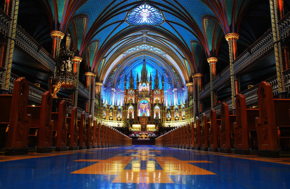 Located in the heart of Old Montreal, the Notre-Dame basilica is not only an important place of worship, but also a <a href="http://www.thecanadianencyclopedia.ca/en/article/notre-dame-basilica-montreal/" target="_blank">key Canadian landmark</a>. Instead of depicting scenes from the Bible, the Basilica's stained glass features scenes from Montreal's religious history.