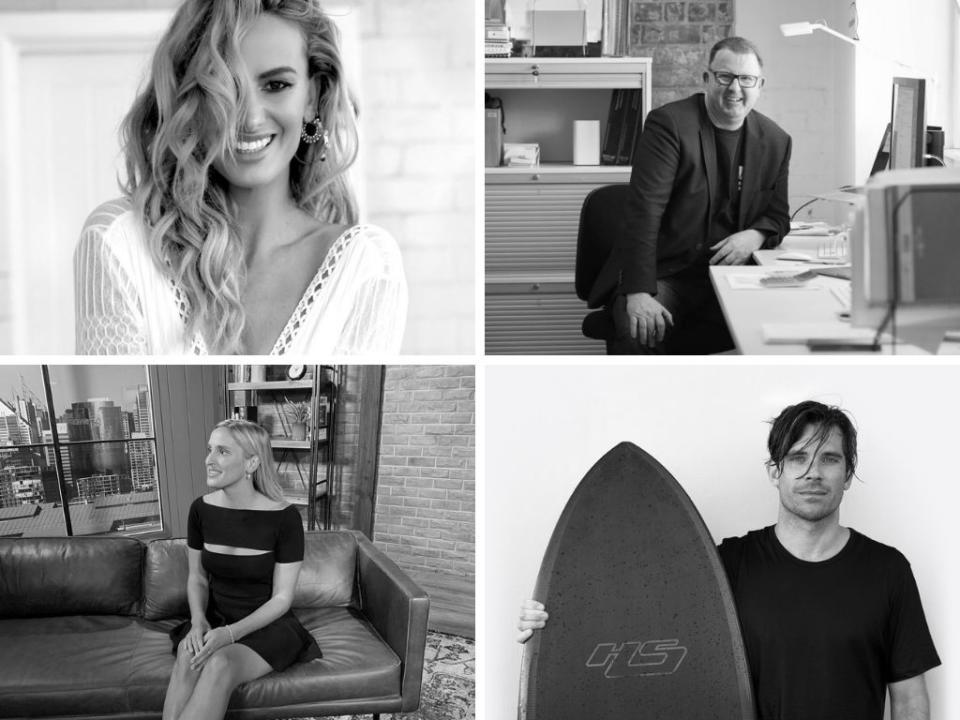 Photos of Australian entrepreneurs Samantha Wills, Andrew Maloney, Gretta van Riel, Hayden Cox.