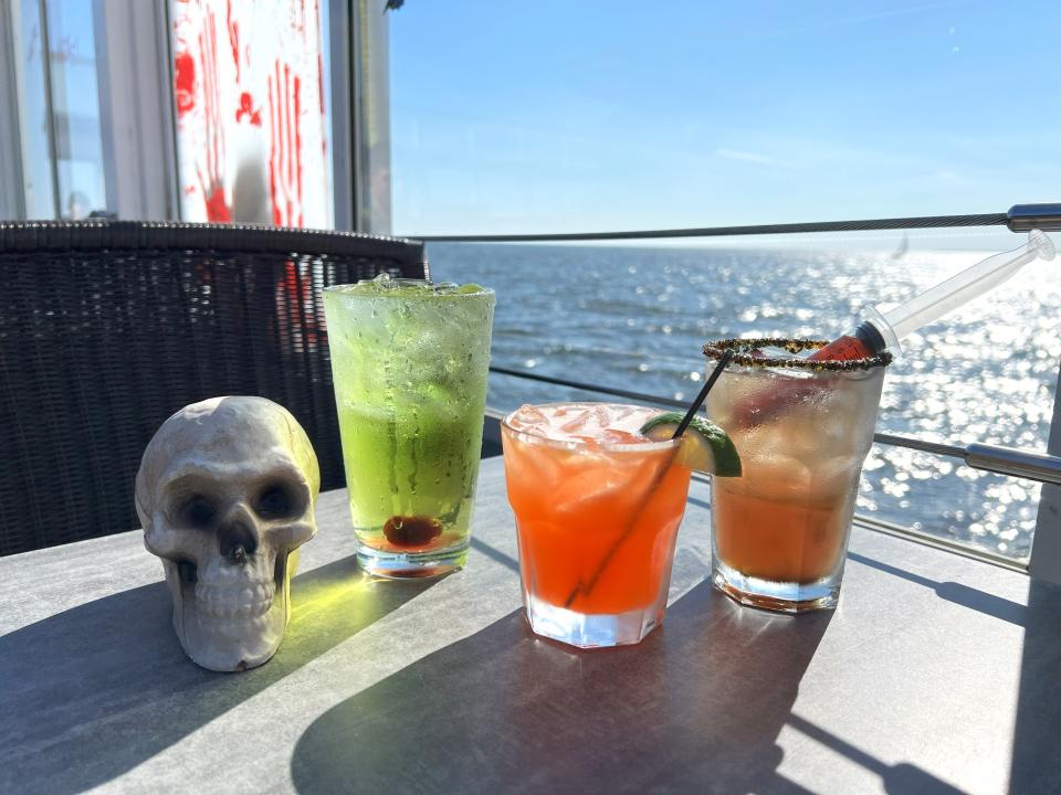 Halloween cocktails at B2 Bistro + Bar in Bayville, including (left to right) the Monster Eye Tea, Red Devil and Halloween Margarita.