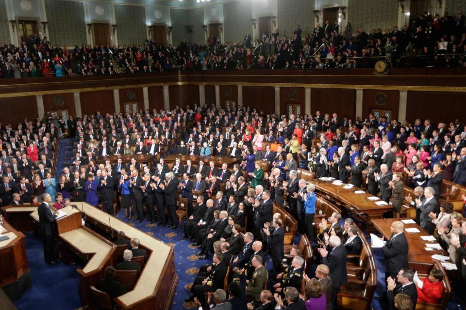 President Barack Obama gives his State of the Union address before a joint session of Congress on Capitol Hill in Washington, Tuesday, Jan. 20, 2015 (AP Photo/Pablo Martinez Monsivais)