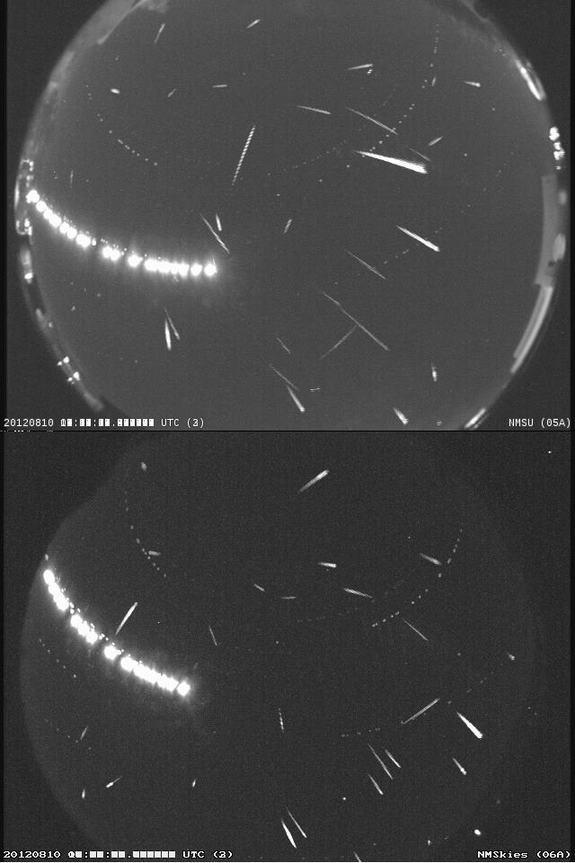 NASA's all-sky camera network run by Marshall Space Flight Center in Hunstville, Ala., captured this composite view of Perseid meteors (and some others) seen on Aug. 10, 2012. The cameras used are in New Mexico.