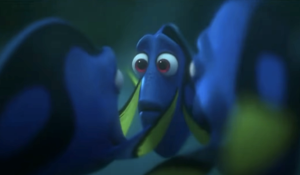 Dory reuniting with her parents in Finding Dory