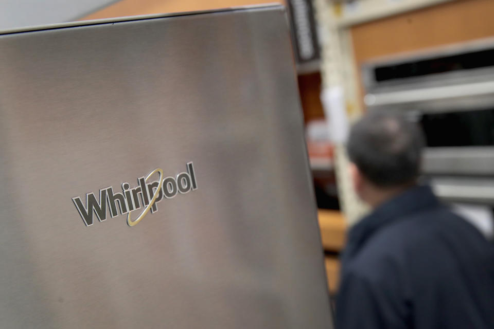 CHICAGO, IL - OCTOBER 24:  Whirlpool appliances are offered for sale alongside other brands at a Home Depot store on October 24, 2017 in Chicago, Illinois. Sears Holdings announced it is cutting ties with Whirlpool and will no longer sell the company's appliances. Whirlpool brands include Whirlpool, KitchenAid, Maytag, Amana, Jen-Air and others.  (Photo by Scott Olson/Getty Images)