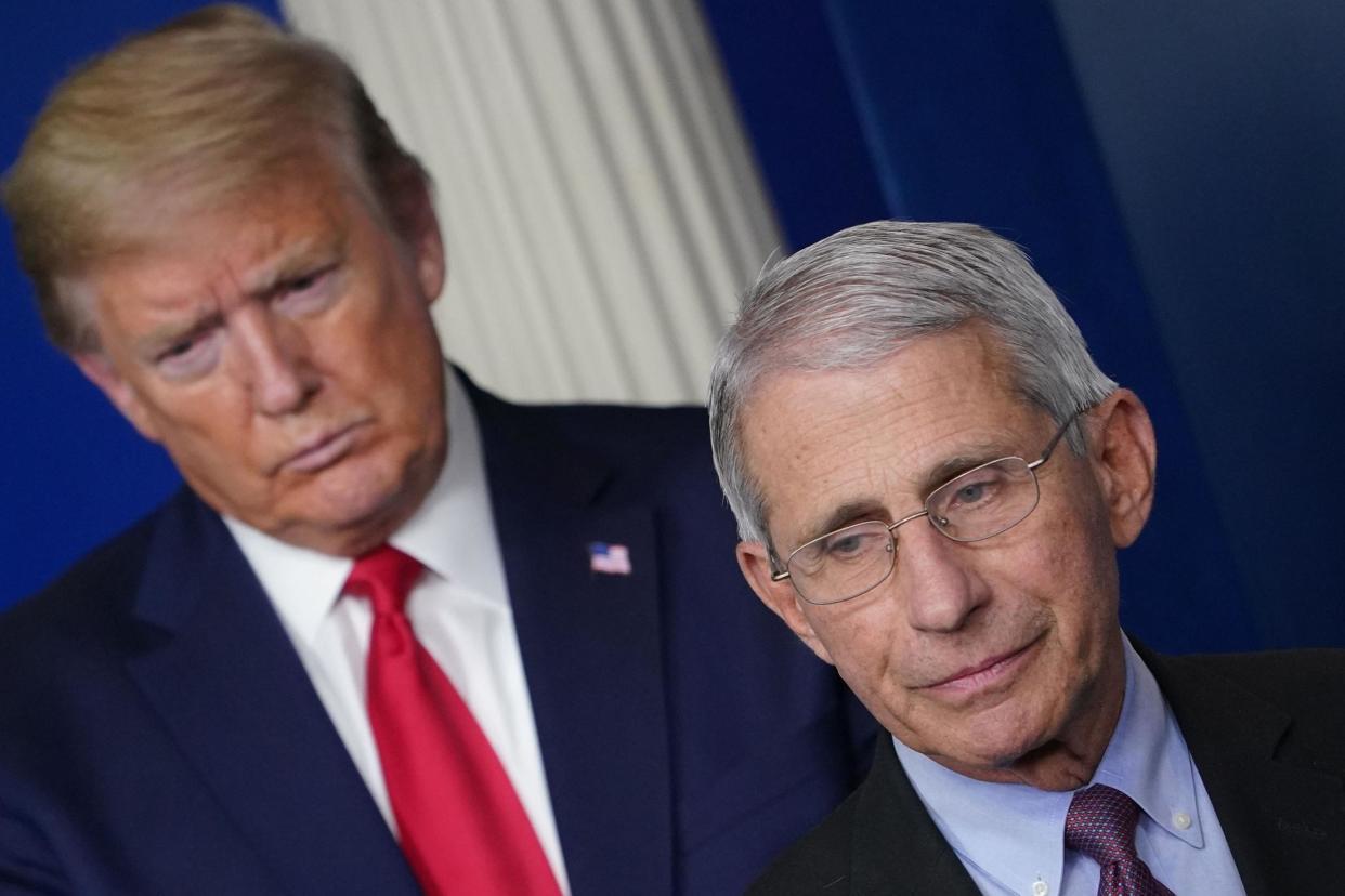 Top doctor Anthony Fauci, flanked by US President Donald Trump: AFP via Getty Images