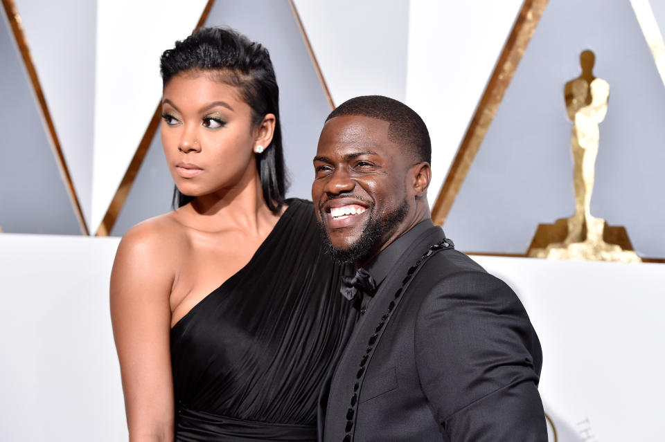 Actor Eniko Parrish (R) and Eniko Parrish attend the 88th Annual Academy Awards at Hollywood & Highland Center on February 28, 2016 in Hollywood, California.