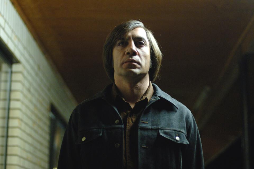 Javier Bardem as Anton Chigurh in a scene from  the motion picture "No Country for Old Men."