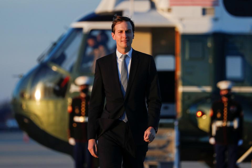 White House Senior Advisor and son in law to U.S. President Donald Trump Jared Kushner walks towards Air Force One at Joint Base Andrews in Maryland, U.S., December 23, 2020. REUTERS/Tom Brenner