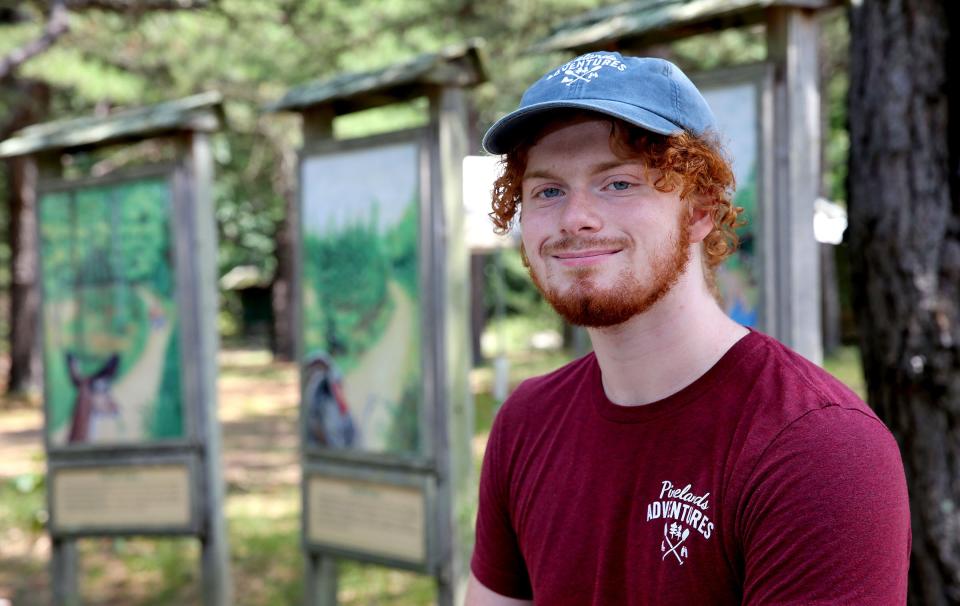 Zachary Soricelli, a Jackson resident and Rutgers student, is completing a summer internship giving tours of the Pine Barrens. He is shown Friday, August 11, 2023, at the Forest Resource Education Center in Jackson.