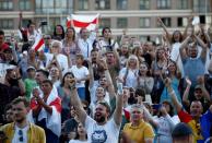 Opposition supporters protest against presidential election results in Minsk